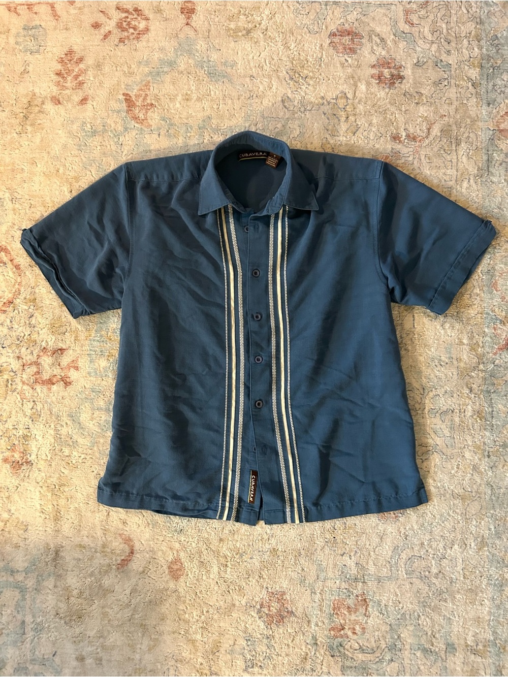 Cubavera Blue Short-Sleeve Button-Up Shirt